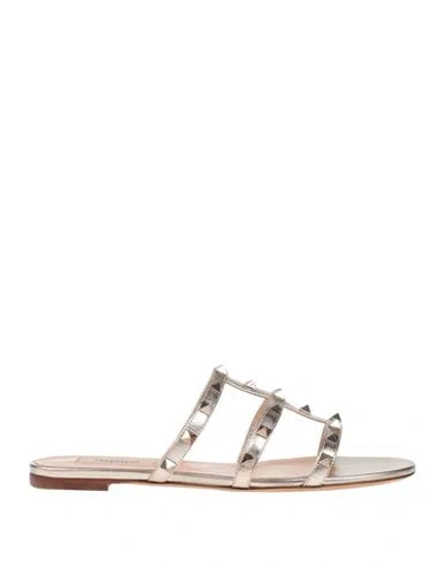 Valentino Garavani Woman Sandals Platinum Size 8 Leather In Grey