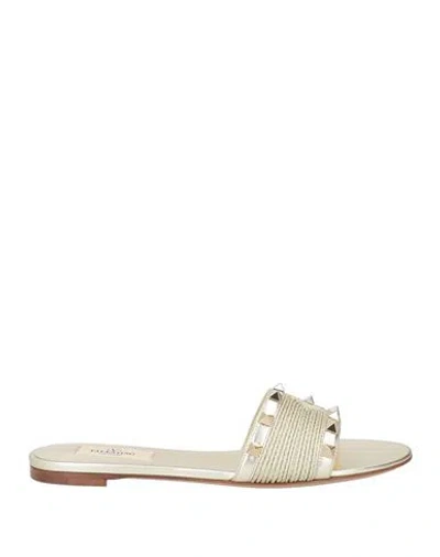 Valentino Garavani Woman Sandals Platinum Size 8 Leather, Synthetisches Material In Multi