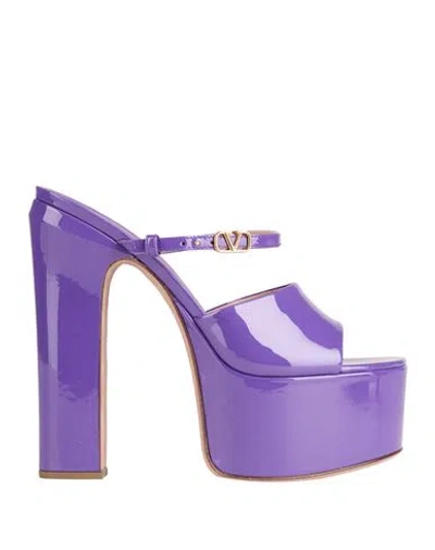 Valentino Garavani Woman Sandals Purple Size 7 Leather