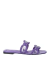 Valentino Square Toe Slip-on Sliders In Purple