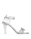Valentino 100 Crystal Chain Sandals In Metallic