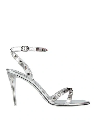 Valentino Garavani Woman Sandals Silver Size 7 Leather