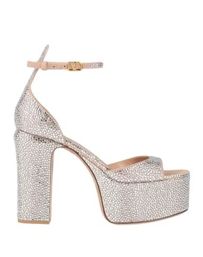 Valentino Garavani Woman Sandals Silver Size 8 Leather