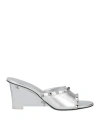 Valentino Garavani Woman Sandals Silver Size 8 Leather In Silver
