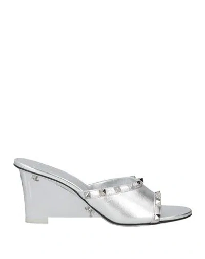 Valentino Garavani Woman Sandals Silver Size 8 Leather