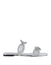 VALENTINO GARAVANI VALENTINO GARAVANI WOMAN SANDALS SILVER SIZE 7 LEATHER, PLASTIC, TEXTILE FIBERS