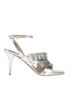 Valentino Garavani Woman Sandals Silver Size 8 Soft Leather