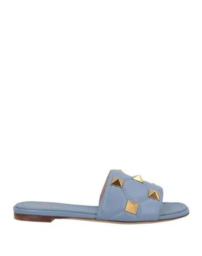 Valentino Garavani Woman Sandals Slate Blue Size 6.5 Leather