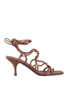 Valentino 'rockstud Net' Sandals In Brown