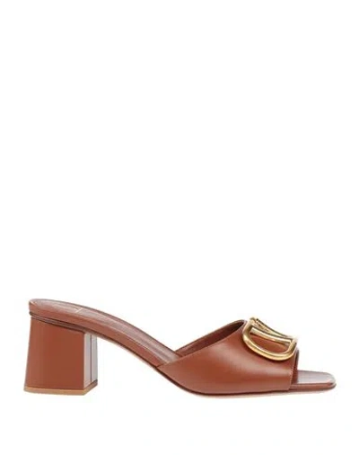Valentino Garavani Vlogo 60 Leather Slides In Brown