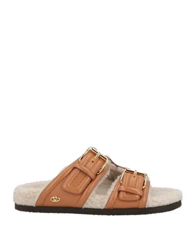 Valentino Garavani Woman Sandals Tan Size 8 Leather In Brown