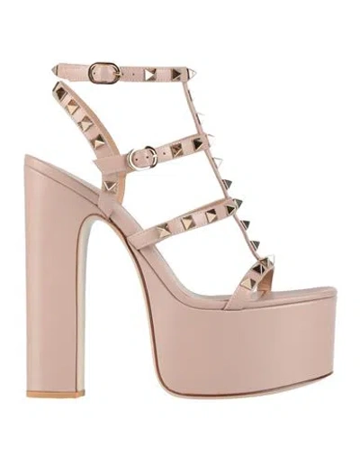 Valentino Garavani Woman Sandals Taupe Size 5.5 Soft Leather