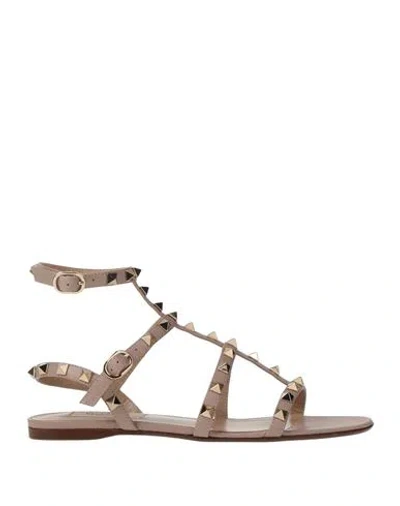 Valentino Garavani Woman Sandals Dove Grey Size 6 Soft Leather