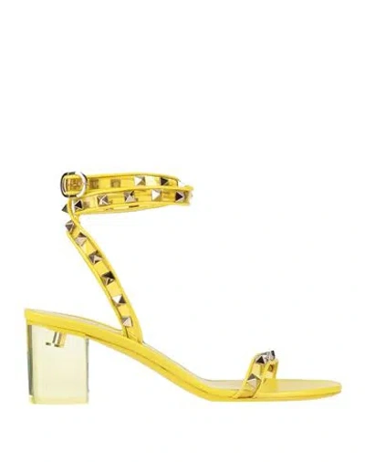 Valentino Garavani Woman Sandals Yellow Size 7 Leather