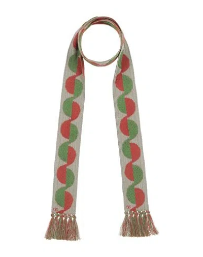 Valentino Garavani Woman Scarf Green Size - Cotton, Acrylic, Polyamide In Multi