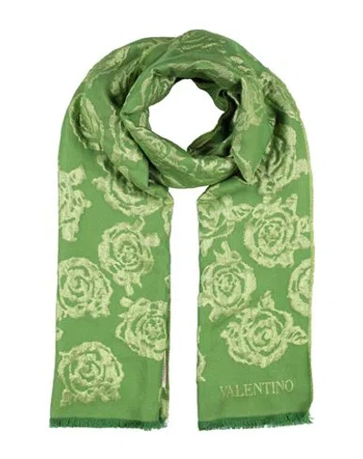 Valentino Garavani Woman Scarf Green Size - Virgin Wool, Silk, Viscose, Metallic Fiber