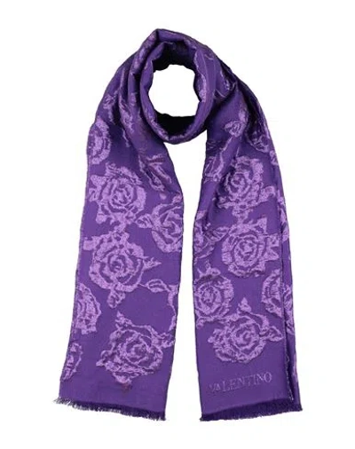 Valentino Garavani Woman Scarf Purple Size - Virgin Wool, Silk, Viscose, Metallic Fiber
