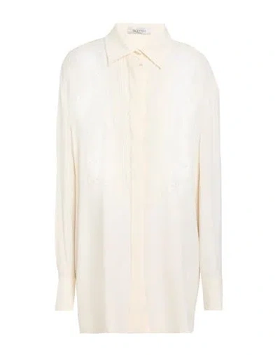 Valentino Garavani Woman Shirt Cream Size 8 Silk, Cotton, Polyamide In White