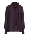 Valentino Garavani Woman Shirt Deep Purple Size 4 Silk In Burgundy