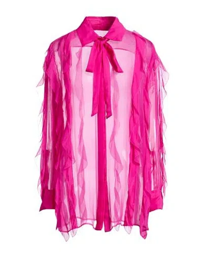 Valentino Garavani Woman Shirt Fuchsia Size 6 Silk In Pink