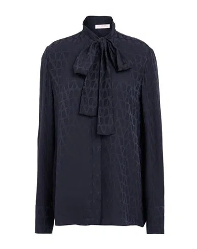Valentino Garavani Woman Shirt Midnight Blue Size 4 Silk In Blue
