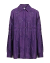 Valentino Embroidered-logo Long-sleeve Dress In Purple