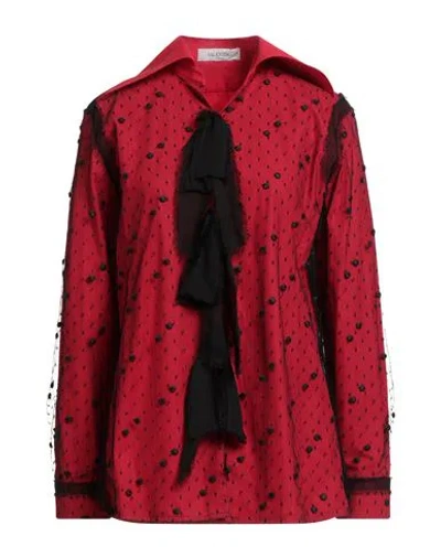 Valentino Garavani Woman Shirt Red Size 4 Cotton, Polyamide, Polyester, Silk