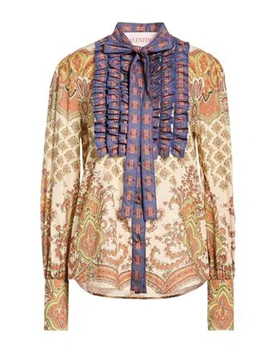 Valentino Garavani Woman Shirt Sand Size 8 Cotton In Brown