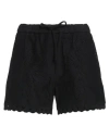 Valentino Floral-embroidered Drawstring Shorts In Black