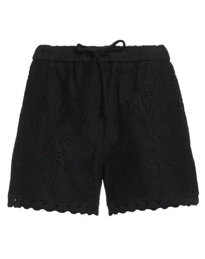Valentino Floral-embroidered Drawstring Shorts In Black