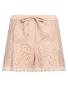 Valentino Garavani Woman Shorts & Bermuda Shorts Sand Size 8 Cotton, Polyamide In Beige