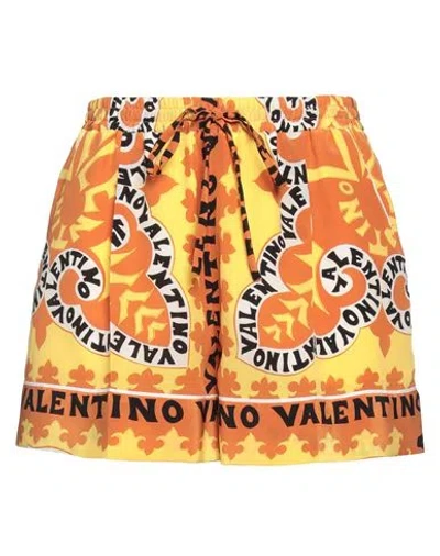 Valentino Garavani Woman Shorts & Bermuda Shorts Yellow Size 4 Silk