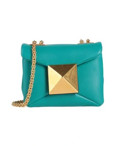 Valentino Garavani Woman Shoulder Bag Turquoise Size - Leather In Blue