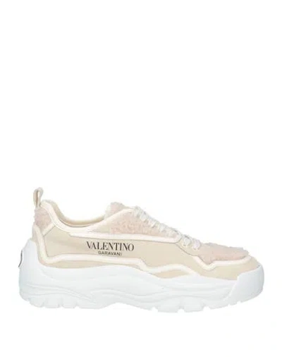 Valentino Garavani Woman Sneakers Beige Size 8 Leather