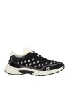 Valentino Garavani Woman Sneakers Black Size 11 Soft Leather, Textile Fibers