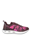 Valentino Garavani Woman Sneakers Burgundy Size 11 Leather, Textile Fibers