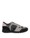 Valentino Garavani Woman Sneakers Light Grey Size 11 Soft Leather, Textile Fibers In Grey