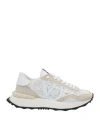 VALENTINO GARAVANI VALENTINO GARAVANI WOMAN SNEAKERS OFF WHITE SIZE 10 LEATHER, TEXTILE FIBERS