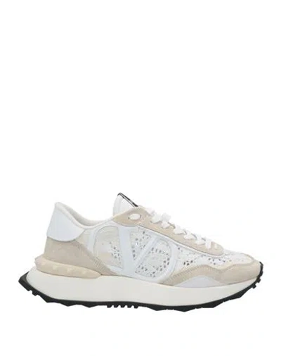 Valentino Garavani Woman Sneakers Off White Size 10 Leather, Textile Fibers