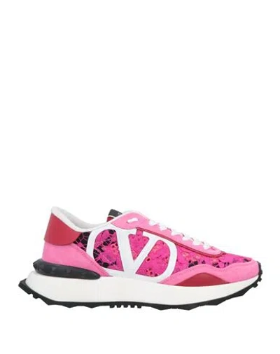 Valentino Garavani Woman Sneakers Pink Size 5.5 Soft Leather, Textile Fibers