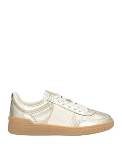 Valentino Garavani Woman Sneakers Platinum Size 8 Leather In White