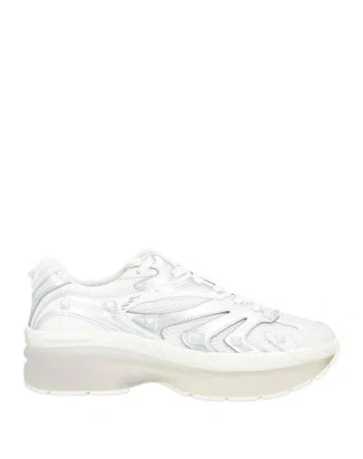 Valentino Garavani Woman Sneakers Silver Size 8 Leather, Textile Fibers