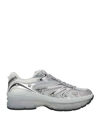 Valentino Garavani Woman Sneakers Silver Size 8 Textile Fibers