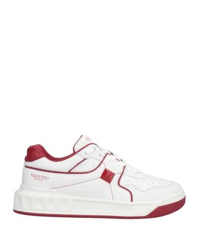 Valentino Garavani One Stud Low-top Sneaker Woman Lace-up Shoes Multicolored Size 7.5 Lambskin In Red