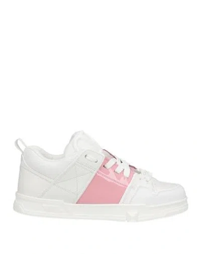 Valentino Garavani Woman Sneakers White Size 6.5 Soft Leather, Textile Fibers