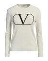 Valentino Women's Logo Virgin Wool Sweater In White