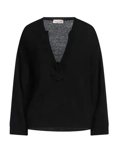 Valentino Garavani Woman Sweater Black Size L Virgin Wool, Cashmere, Polyester, Cotton