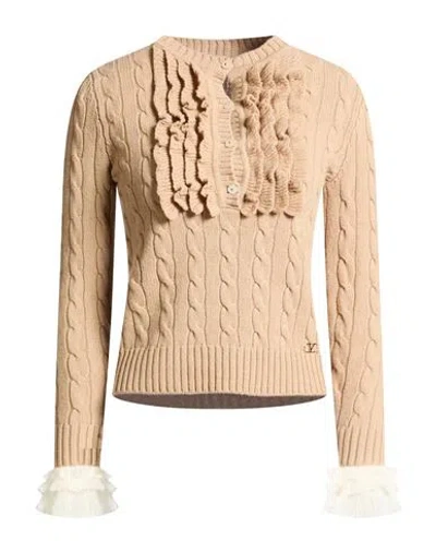 Valentino Garavani Woman Sweater Camel Size M Virgin Wool, Mohair Wool, Polyamide, Wool In Brown