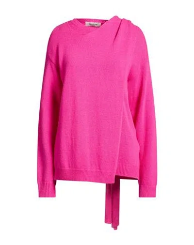 Valentino Garavani Woman Sweater Fuchsia Size M Viscose, Virgin Wool In Pink