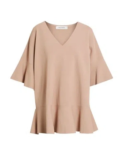 Valentino Garavani Woman Sweater Light Brown Size L Viscose, Polyester In Beige
